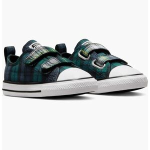 Converse Kids' Black and Green Checkered Sneakers